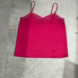 J.CREW HOT PINK MAGENTA LACE TANK TOP with adjustable straps